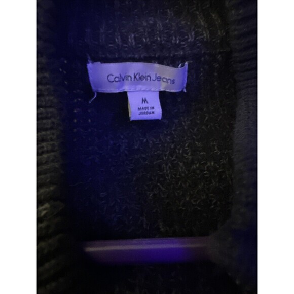 Calvin Klein Black Full Zip Front Rib Knit 100% Cotton Sweater Medium Vintage - Picture 3 of 4
